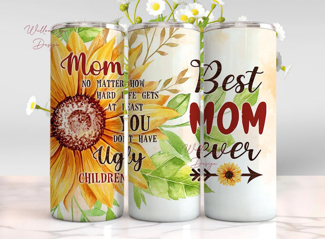 Best Mom Ever Mother's Day 20 oz Skinny Tumbler PNG, Mother's Mom Mama Mum Day 20oz Tumbler Wrap Sublimation Design Sublimation WillowSageDesign 