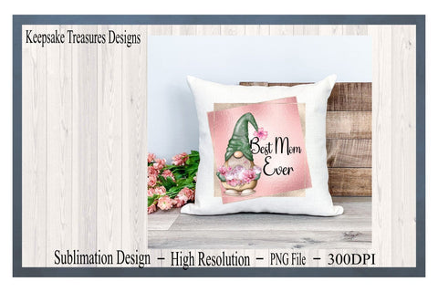 Best Mom Ever, Mother's Day Design, Spring Gnome, Pink Roses, Sublimation Design, PNG File, Digital Download Sublimation Keepsake Treasures Designs LLC. 