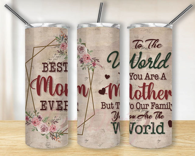 Best Mom Ever Tumbler PNG, Mother Gift Tumbler Wrap, 20oz Skinny Tumbler Sublimation Design, Mother's Day Tumbler, Best Mom Ever Tumbler png Sublimation BouDesign 