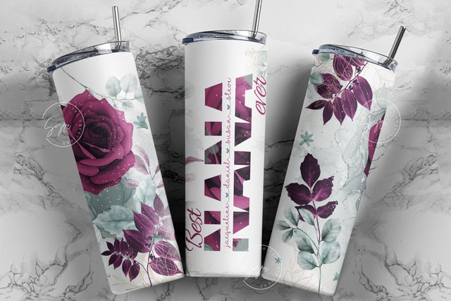 Best Nana Ever, Floral Tumbler Design, Gift for Grandmother, Add Kids Names, 20 oz Skinny Tumbler Design Wrap, Mother's Day Tumbler Sublimation Syre Digital Creations 