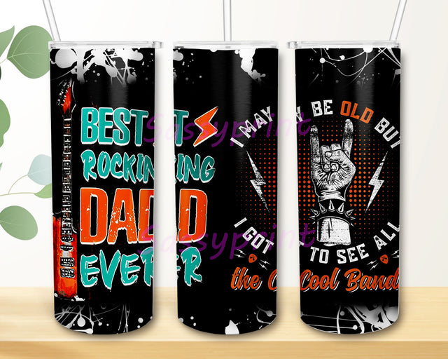 Best Rocking Dad Ever Father's Day Tumbler PNG, Best Dad Ever 20 oz Skinny Tumbler Sublimation Wrap Straight/Tapered PNG Sublimation sassyprint 