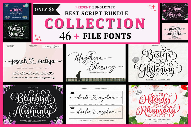 Best Script Bundle Collection Font BungStudio 