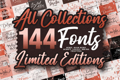 Best Seller - Mega Bundle 144 Fonts Font Letterena Studios 