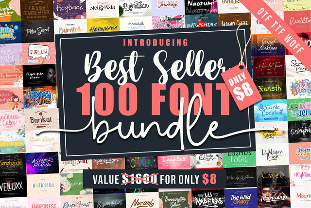 Best Selling 100 Plus Fonts Super Bundle Font Allouse.Studio 