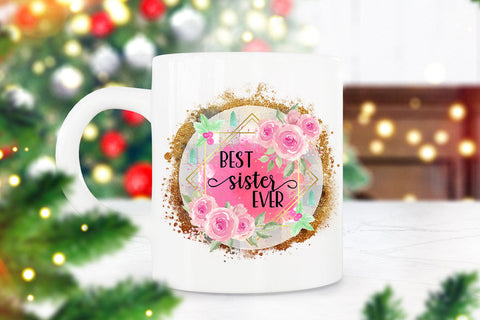 Best Sister Ever Ornament I Sister Christmas Ornament PNG Sublimation Happy Printables Club 