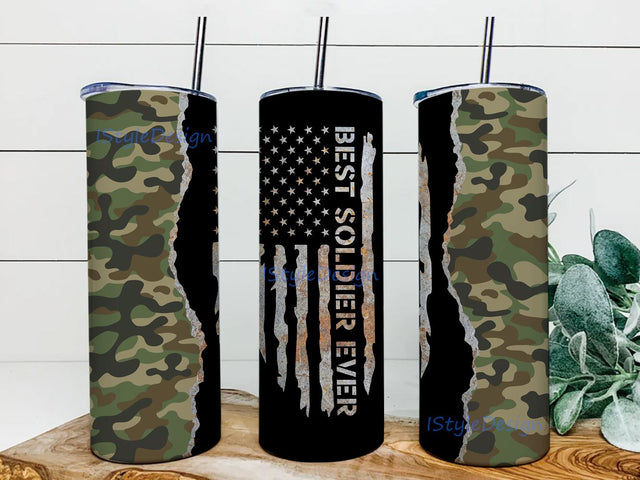 Best Soldier Ever Camo Tumbler PNG Soldier Tumbler, Camo tumbler, 20oz Skinny Tumbler Sublimation Designs, Digital File, Tumbler Sublimation Download Sublimation iStyleDesign 