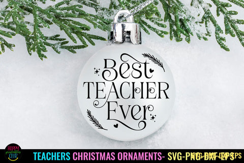 Best Teacher Christmas Ornament SVG I Teacher Ornaments SVG SVG Happy Printables Club 