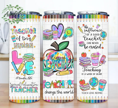 Best Teacher Ever 20oz Skinny Tumbler Design Sublimation, Teacher Daily Affirmations, Teach Love Inspire Sublimation Design, Teacher Tumbler Wrap Sublimation AdriOP 
