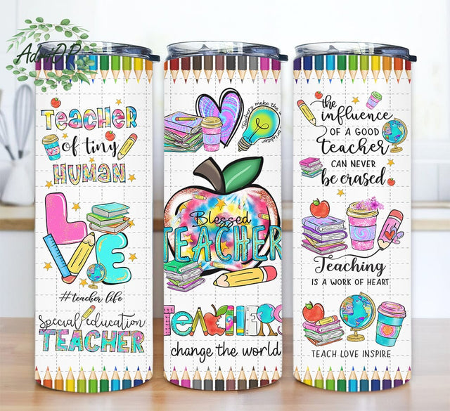 Best Teacher Ever 20oz Skinny Tumbler Design Sublimation, Teacher Daily Affirmations, Teach Love Inspire Sublimation Design, Teacher Tumbler Wrap Sublimation AdriOP 