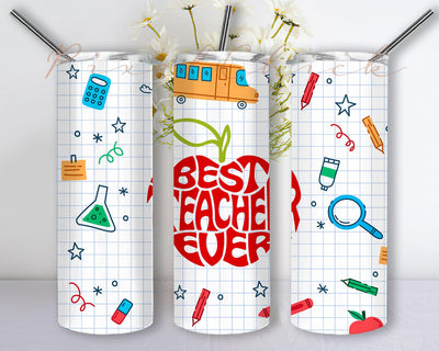 Best Teacher Ever 20oz Skinny Tumbler Png, Teacher Png, Teacher Gift, Best Teacher Gift, Back To School Teacher Gifts, Back To School Png Sublimation PixelChick 