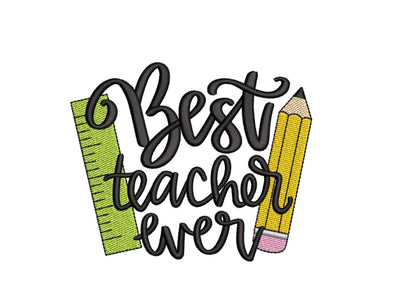 Best Teacher Ever Embroidery Design, Back to School Embroidery, Teacher Gift Embroidery Design, 3 sizes, Instant download Embroidery/Applique DESIGNS Nino Nadaraia 