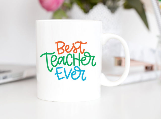 Best Teacher Ever Hand Lettered SVG Cut File SVG Cursive by Camille 