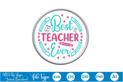 Best Teacher Ever Retro SVG Cut File SVGs,Quotes and Sayings,Food & Drink,On Sale, Print & Cut SVG DesignPlante 503 