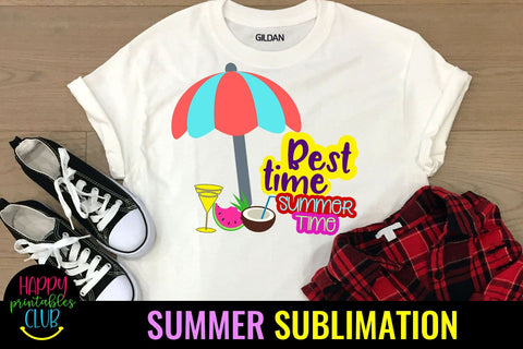Best Time Summer Time Sublimation Design- Summer Sublimation Sublimation Happy Printables Club 