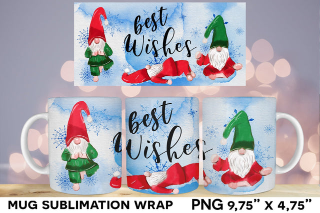 Best Wishes Mug wrap template, Christmas mug sublimation Sublimation Natasha Prando 