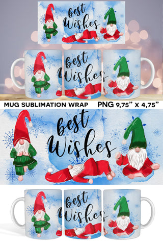 Best Wishes Mug wrap template, Christmas mug sublimation Sublimation Natasha Prando 