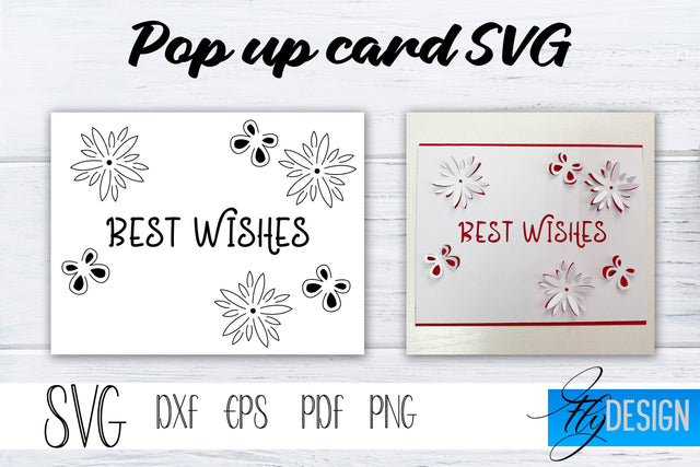 Best Wishes Pop Up Card SVG, Pop-Up Greeting Card, Cricut Pop Up Card, Pop Up Wedding SVG, Mothers Day Svg, 3D Card Svg, Birthday SVG Card SVG Fly Design 