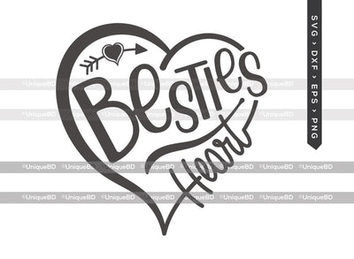Besties Heart SVG Cut File | Besties Svg | Friendship Svg | Love Shape Svg | Best Friends Quote Svg | Dxf | Eps | Png | T-shirt Design SVG ETC Craft 