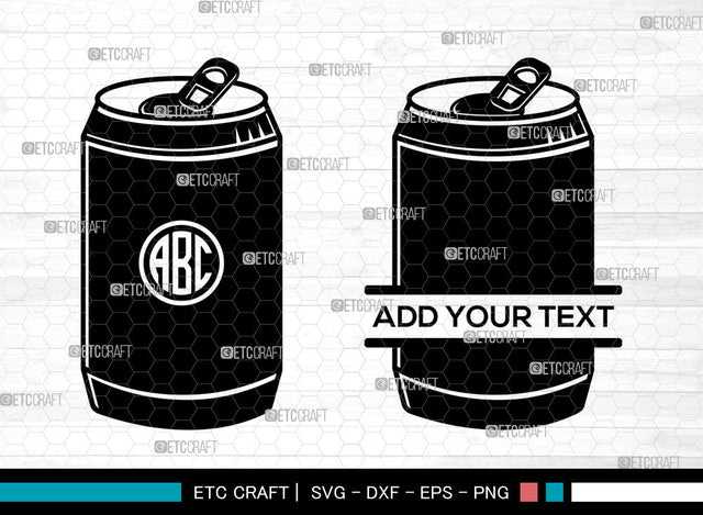 Beverage Can Monogram SVG, Drink Can svg, Soda Pop Svg, Soda Can Svg, Aluminium Cans Svg, Split Monogram Svg, Pop Can Svg Bundle SVG ETC Craft 