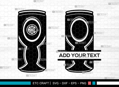 Beverage Can Monogram SVG, Drink Can svg, Soda Pop Svg, Soda Can Svg, Aluminium Cans Svg, Split Monogram Svg, Pop Can Svg Bundle SVG ETC Craft 