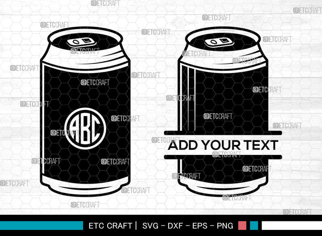 Beverage Can Monogram SVG, Drink Can svg, Soda Pop Svg, Soda Can Svg, Aluminium Cans Svg, Split Monogram Svg, Pop Can Svg Bundle SVG ETC Craft 