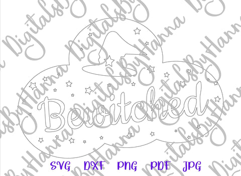 Bewitched Sign Happy Halloween Print and Cut SVG Digitals by Hanna 