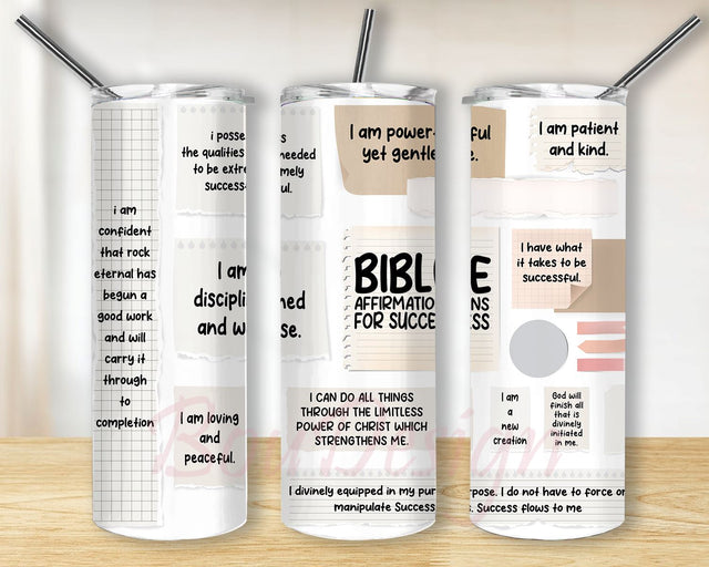 Bible Affirmations For Scuccess, Christian Jesus Tumbler Wrap PNG, Sublimation Tumbler, Digital Download PNG, Positive Thinking, Inspirational png Sublimation BouDesign 