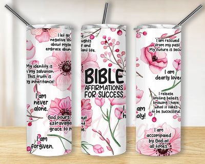 Bible Affirmations For Success, Christian Jesus Tumbler Wrap PNG, Sublimation Tumbler, Digital Download PNG, Positive Thinking, Inspirational png Sublimation BouDesign 