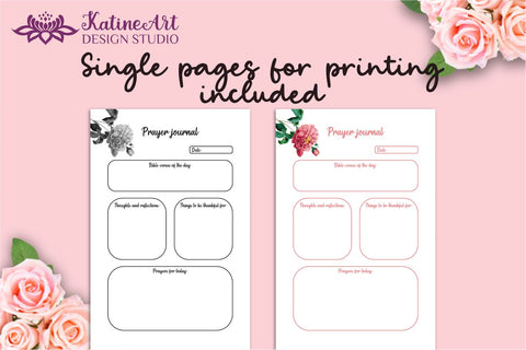 Bible and prayer journal kdp interior for Amazon and Printable in black and white and color. Sublimation KatineArt 