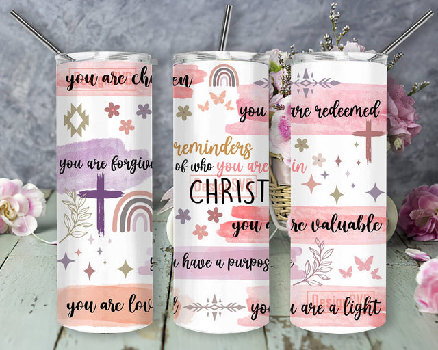 Bible Verse 20oz Skinny Tumbler, Boho Christian Tumbler Png, Affirmations Tumbler Design, Christian Sublimation Design, Digital Download Sublimation DesignSVG 
