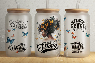 Bible Verse Glass Can, Faith Png Design, Religious Tumbler, Motivational Christian Tumbler Wrap, 16 oz Libbey Glass Jar Sublimation, Digital Sublimation Syre Digital Creations 
