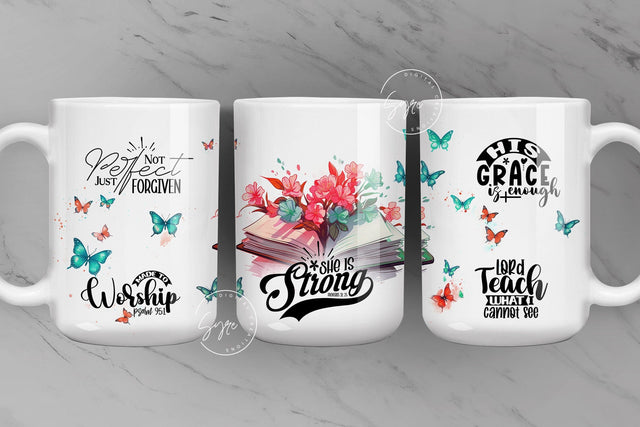 Bible Verse Mug Wrap, Faith Png Designs, Religious Mug Design, Motivational Christian Mug Wrap, 11 & 15 Oz Mug Press Sublimation, Digital Sublimation Syre Digital Creations 