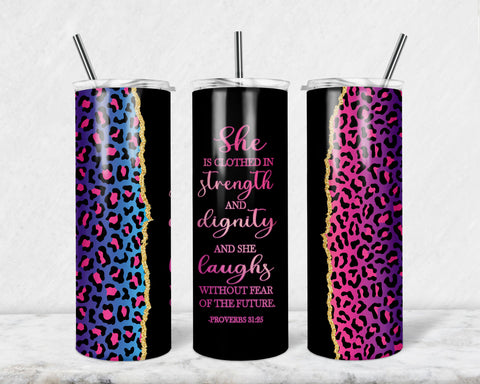 Bible Verse Proverbs 31:25 Pink Agate 20oz Skinny Tumbler Sublimation Designs, PNG, Instant Download Sublimation TrendingDesign 