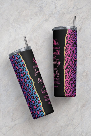 Bible Verse Proverbs 31:25 Pink Agate 20oz Skinny Tumbler Sublimation Designs, PNG, Instant Download Sublimation TrendingDesign 