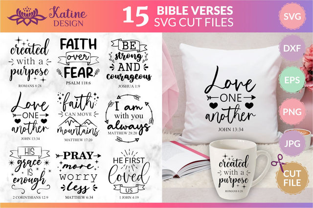 Bible verse SVG bundle, christian svg, christian quotes bundle, scripture svg, faith svg, blessed svg, religious svg. Png, Jpg, Dxf, Eps Svg, Cut File for Cricut and Silhouette. SVG KatineDesign 