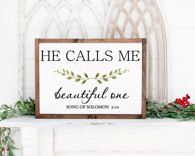 Bible Verse SVG cut file, Silhouette Studio, Cricut cut files, scripture svg, He calls me beautiful One, wedding sign svg, wood sign svg, DXF PNG DXF, Printable PNG, Religious Art, Vector clipart Clip art, SVG for wood signs SVG Farmstone Studio Designs 