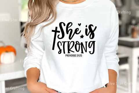 Bible Verse SVG Design, She is strong SVG FiveStarCrafting 