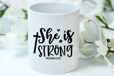 Bible Verse SVG Design, She is strong SVG FiveStarCrafting 