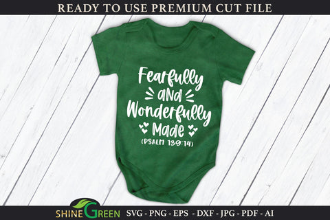 Bible Verse SVG - Fearfully and Wonderfully Made SVG Shine Green Art 