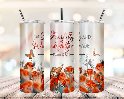 Bible Verse Tumbler Wrap Png For Christian, 20 Oz Skinny Tumbler Png Sublimation, Butterfly Floral Tumbler Design, Motivational Tumbler Png Sublimation TrendingDesign 