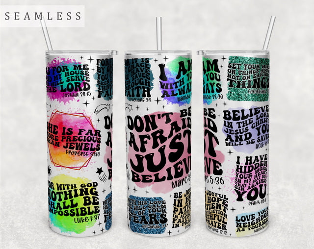Bible Verse Wavy Quotes Tumbler Wrap, 20 Oz Skinny Tumbler Sublimation Design, Seamless Bible Verse Groovy Sayings Tumbler PNG Sublimation HappyDesignStudio 