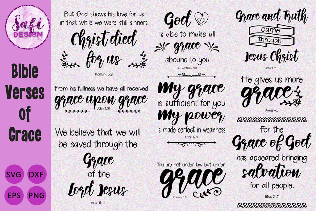 Bible Verses about Grace Cut File Bundle - So Fontsy