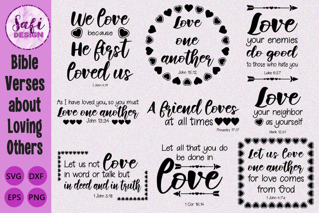 Bible Verses about Loving Others Cut File Bundle SVG Safi Design 