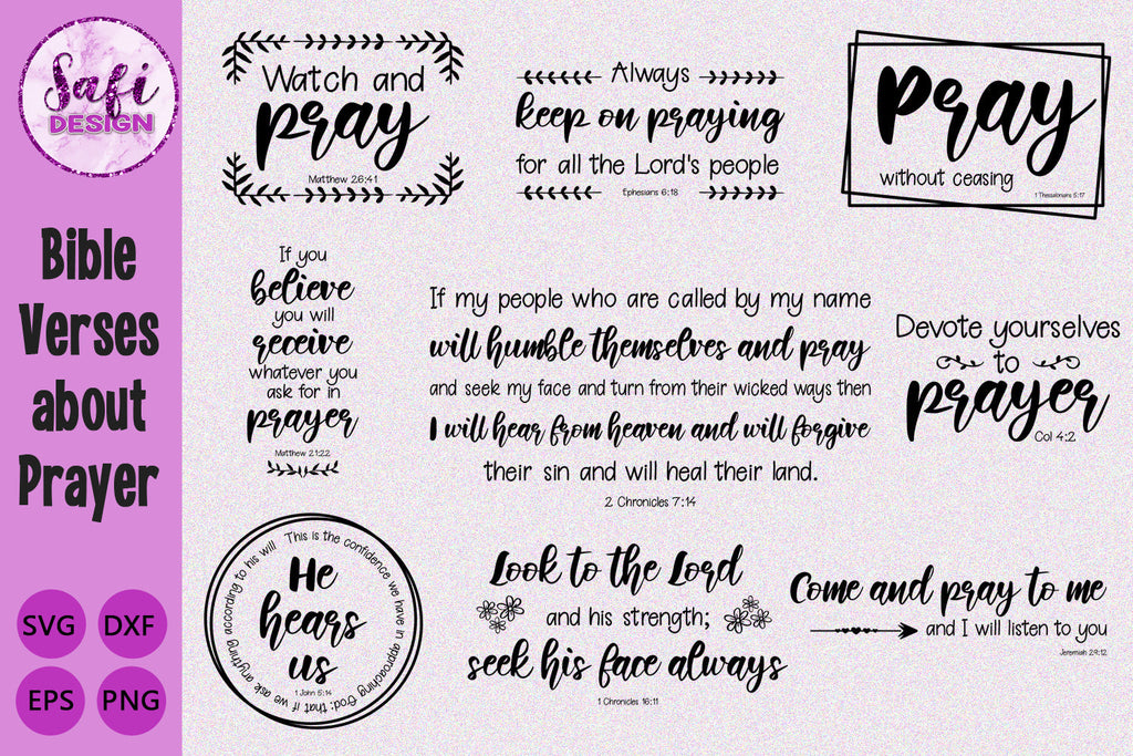 Bible Verses about Prayer Cut File Bundle - So Fontsy