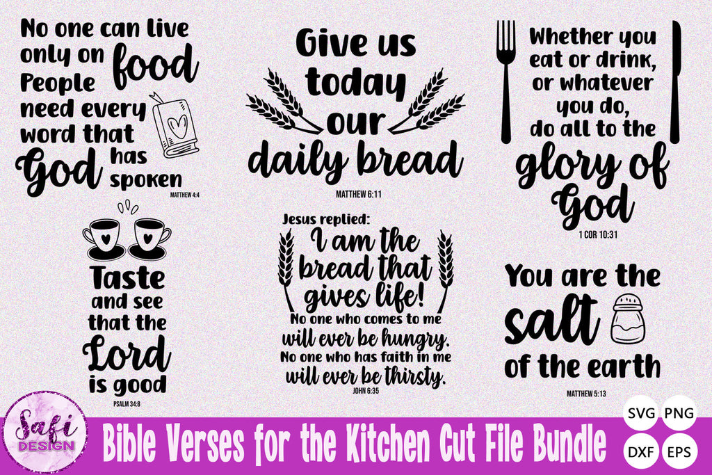 Kitchen Scripture Bible Verses for the Kitchen SVG Cut File Bundle - So Fontsy