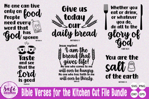 Bible Verses for the Kitchen SVG Cut File Bundle SVG Safi Design 