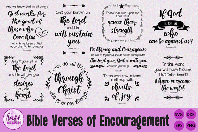 Bible Verses of Encouragement Cut File SVG Bundle SVG Safi Design 