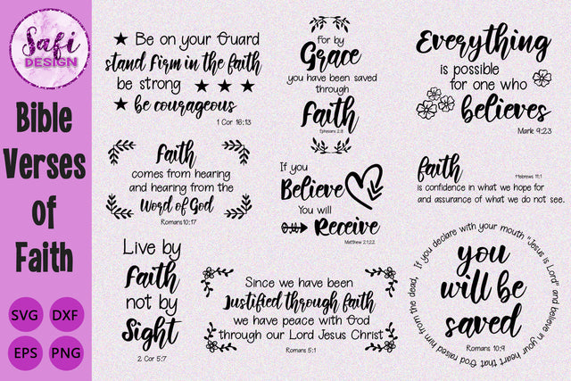 Bible Verses of Faith Cut File Bundle SVG Safi Design 