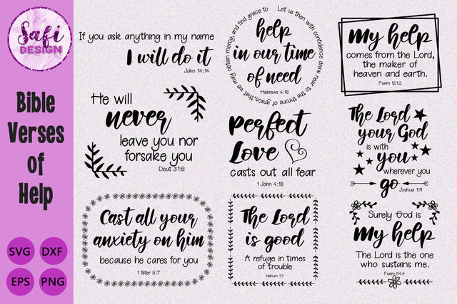 Bible Verses of Help Cut File Bundle SVG Safi Design 