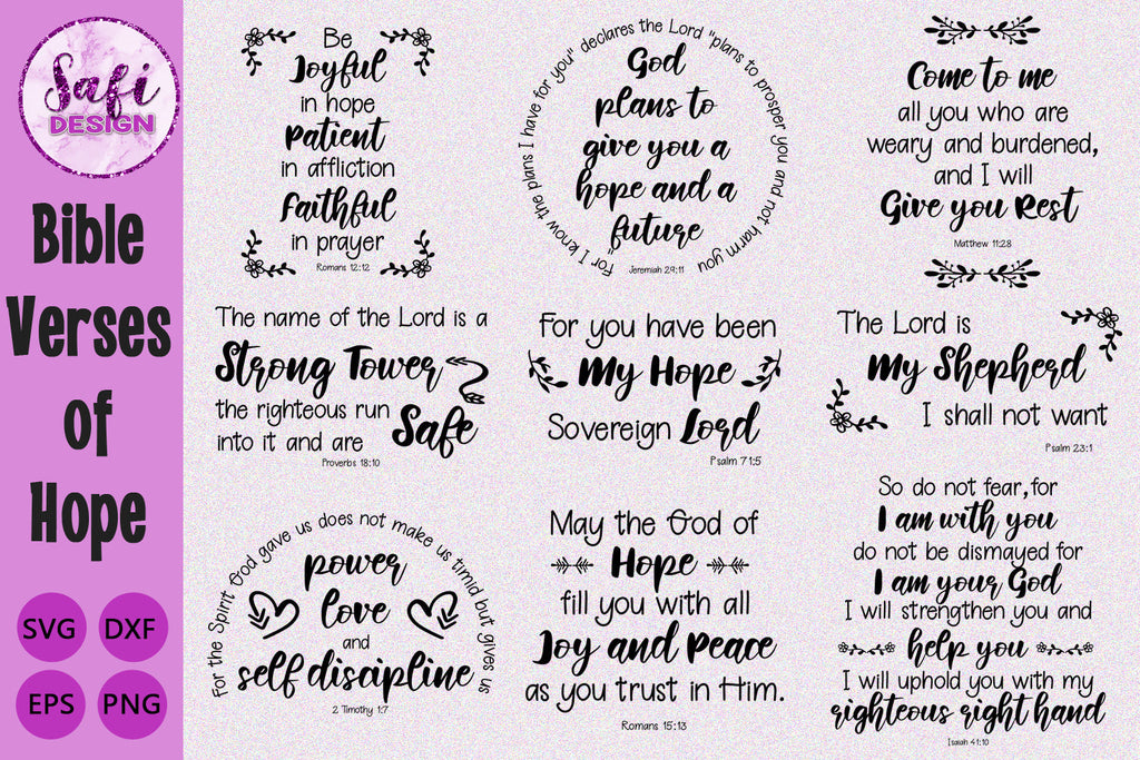 Bible Verses of Hope Cut File SVG Bundle - So Fontsy